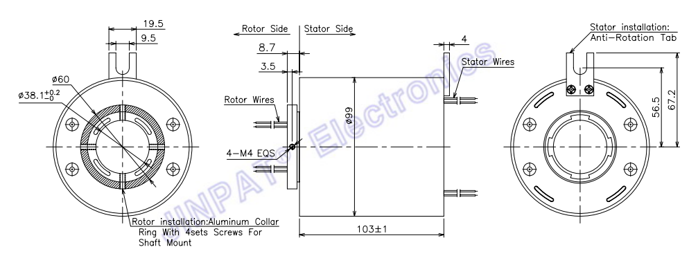 Through Bore Slip Ring 24 Circuit 5A Voltage 240VAC Compact Size