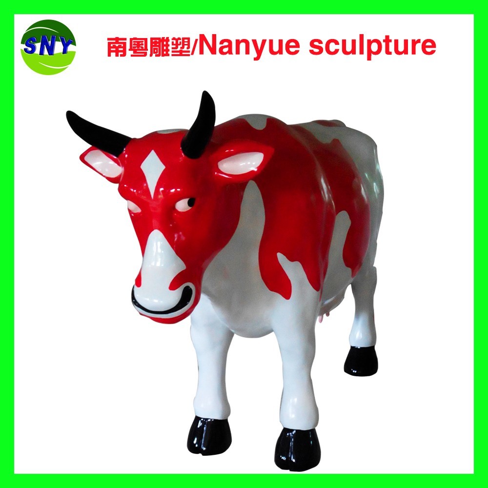 customize size fiberglass animal statue colorful cow model as decoration statue in garden /square / shop/ mall