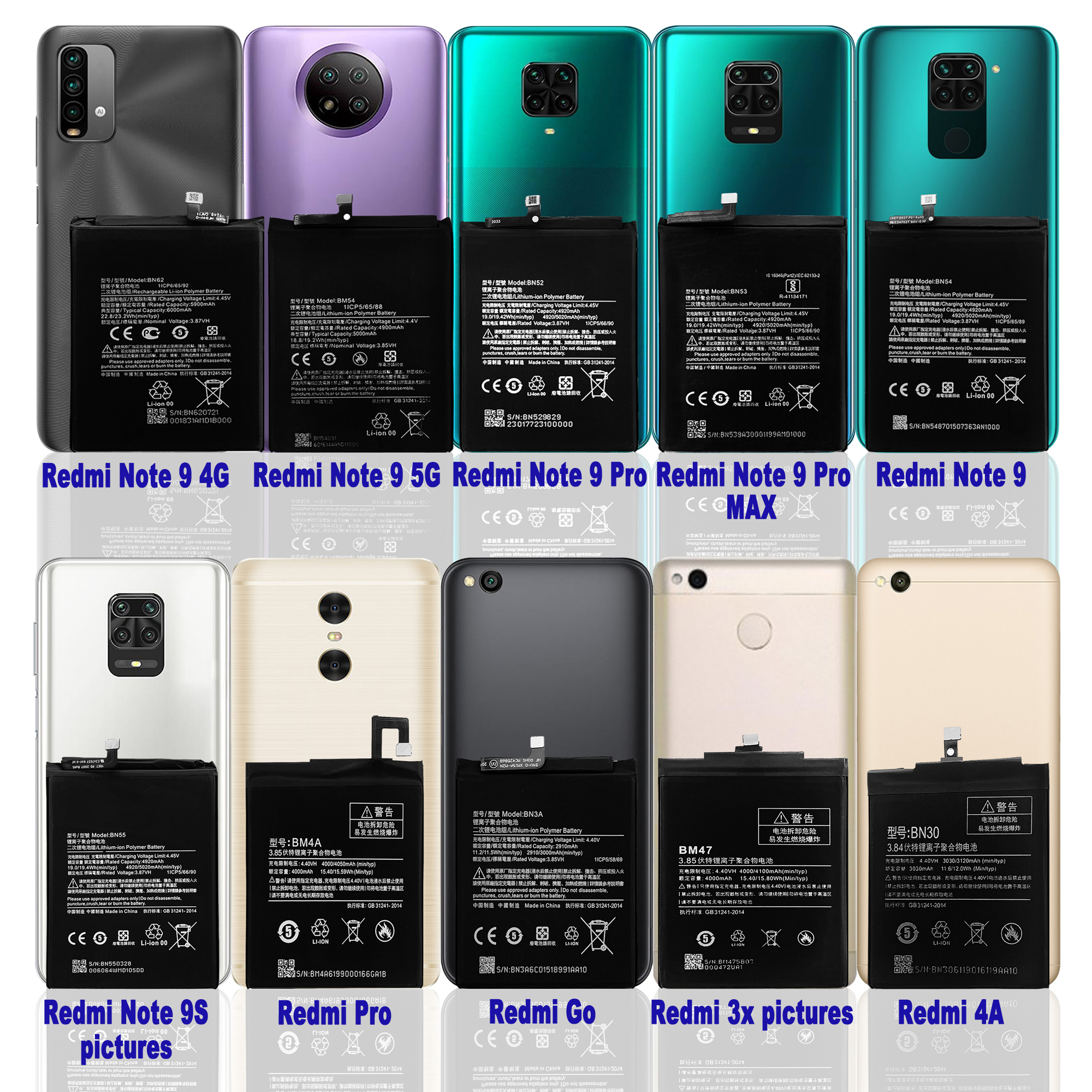 AAA Grade Xiaomi Redmi Original Replacement Battery for 3 3S 3X 4 4X 4A 5 5A 5S 5X M5 6