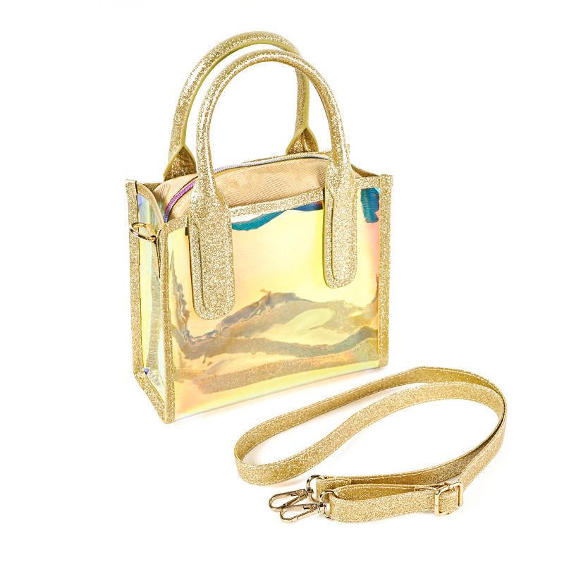 Transparent Iridescent Reusable Waterproof PVC Tote Bag