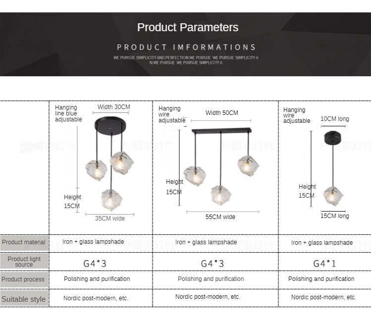 Modern Led Pendant Lamp Living Dining Room Bedroom Decoration Glass Stone Pendant Light(WH-GP-80)