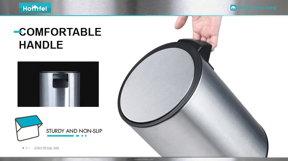 Custom Make Jobs Pedal Bin Soft Close Stainless Steel Waste Bin Rolling Cover Type for Household Bathroom Kitchen Trash Can