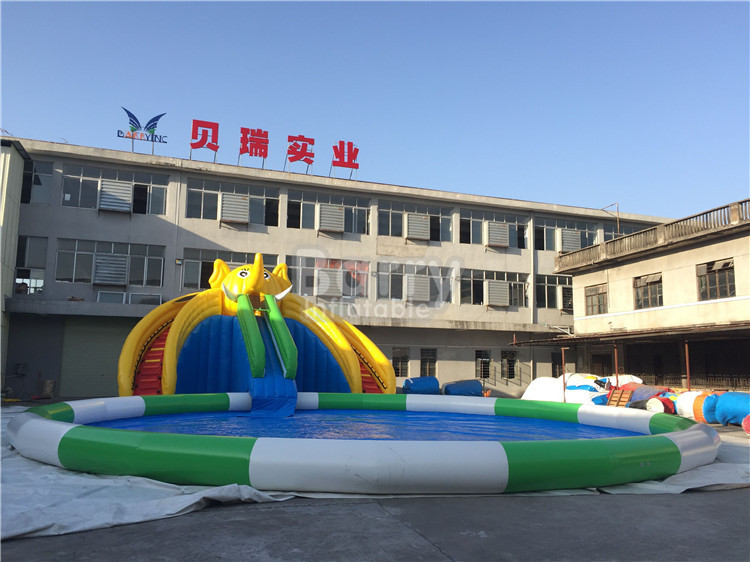 0.55mm PVC Tarpaulin Inflatable Water Slide Park For Kids / Inflatable Water Games