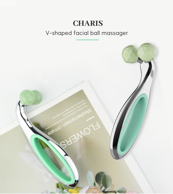 152*53.6*50mm Natural 3d V Shape Face Massager Jade Stone Facial Roller