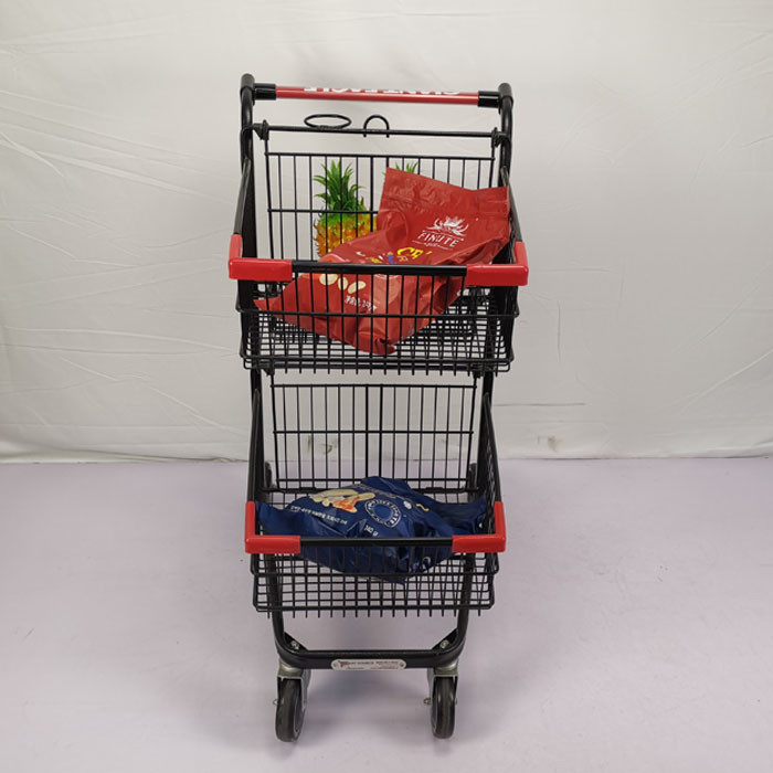 Customizable Portable Grocery Store Cart 60Kgs Loading Capacity Shopping Trolley Cart