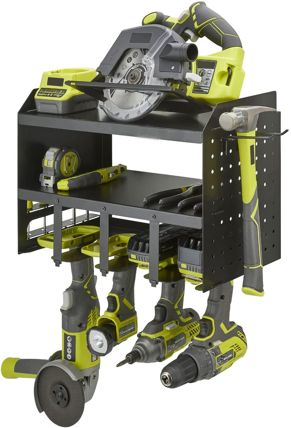 Carved Power Tool Organizer Wall Mount for Neatening and Storage of Heavy Duty Drills