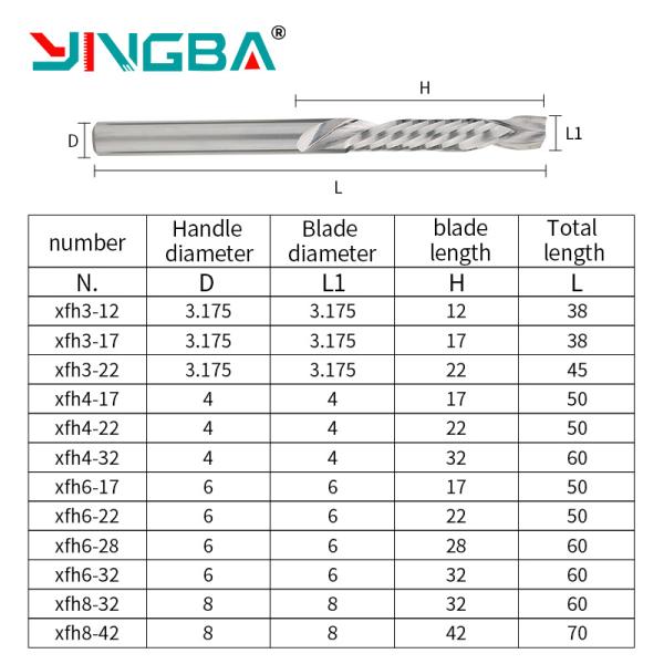Yingba Hot Sale Tungsten Carbide Cnc Router Bits for Wood Carving Inserts Carbide Compression up Cut Down Milling Cutter