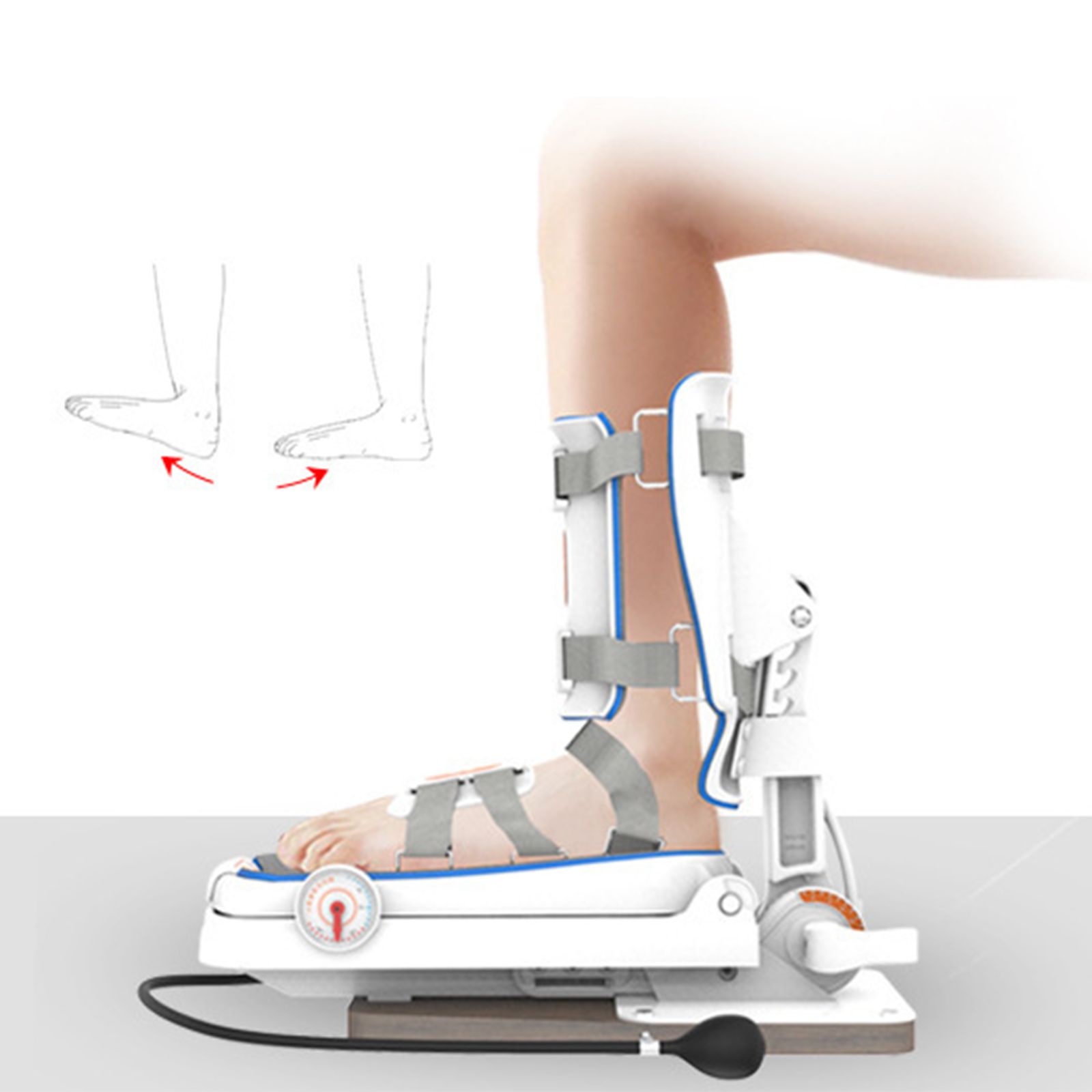 Ankle post-surgery hemiplegia stiffness foot drop dorsiflexion large angle exercise pulling tendon trainer