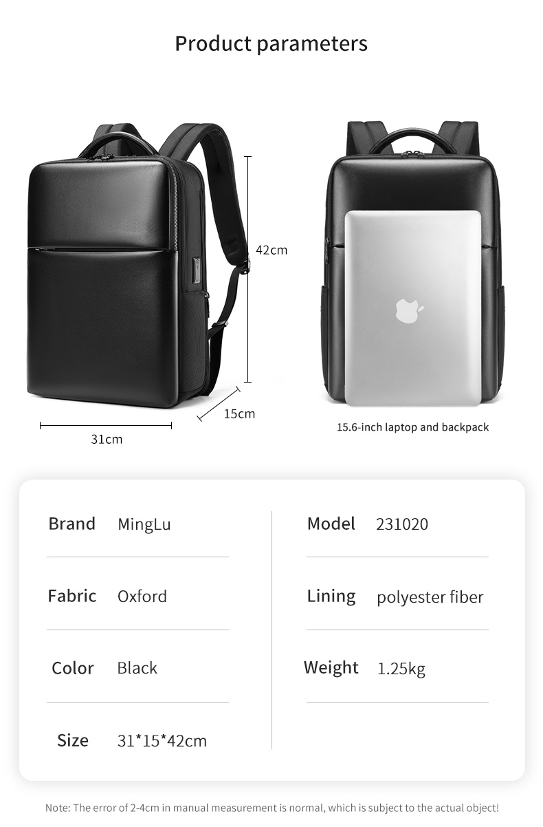 High quality business waterproof usb charging 15.6 inch laptop bag men backpack