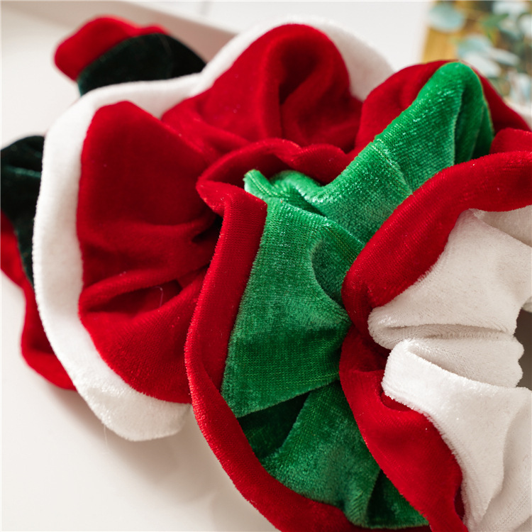Girl Christmas Hair Accessories Band Ties Elastic Contrast Headband Velvet Scrunchies 10cm