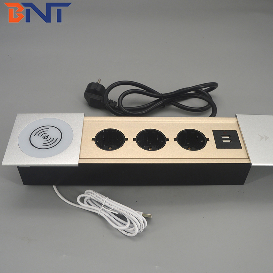 Intelligent built in table mounted wireless charger socket with EU power and usb