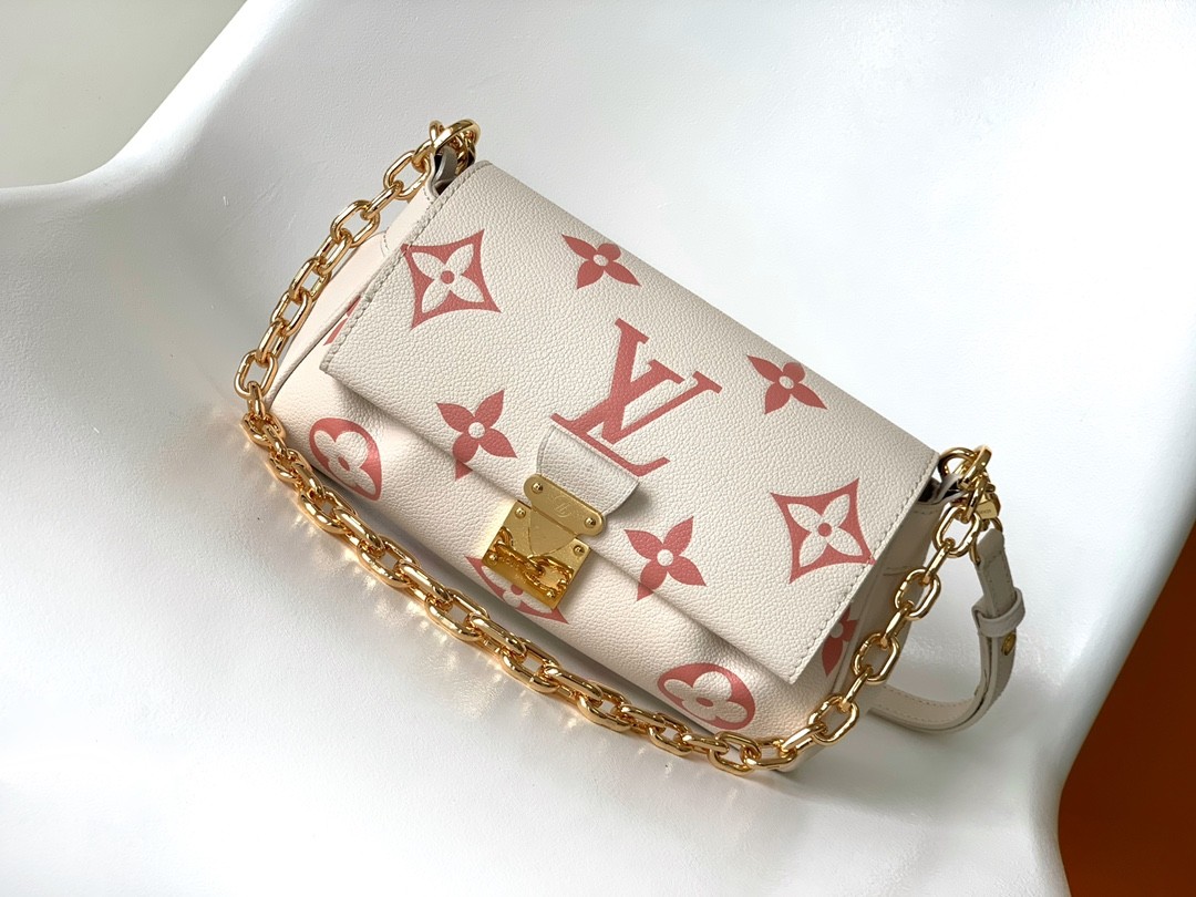 Favorite Creme Mini Sling Bag Branded LV Rose Trianon Two Monogram Empreinte Leather