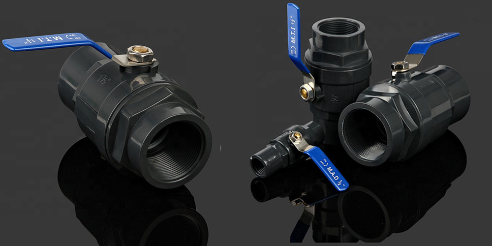 Steel Handle Black /Dark Gray 2 PCS PVC Ball Valve2PCS Ball Valve