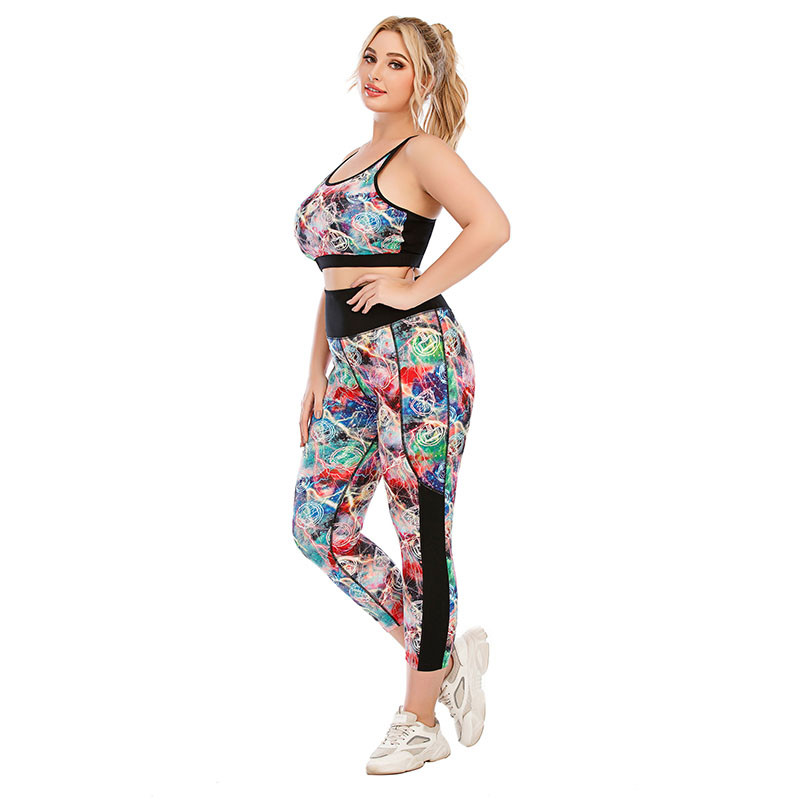 Athletic Patterned Yoga Pants Quick Dry Breathable Women Plus Size Floral Print Leggings