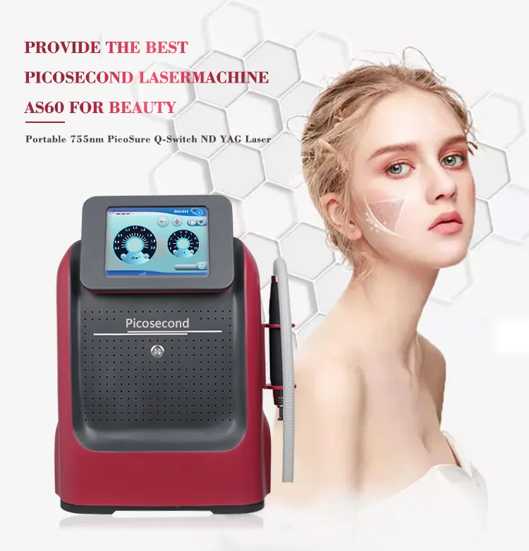 Picosecond Laser Nd Yag Laser 1064/532/755/1320Nm Tattoo Removal Skin Rejuvenation Remove Freckles/Sunspots