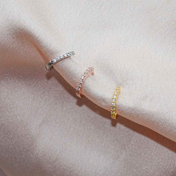 ODM 925 Sterling Silver Hoop Earrings Medium With Small 18K Gold Vermeil Plating