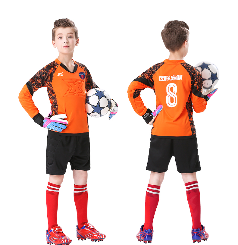 Football goalkeeper uniform Children's anti-collision goalkeeper suit Customized set boys' thickened primary school jersey