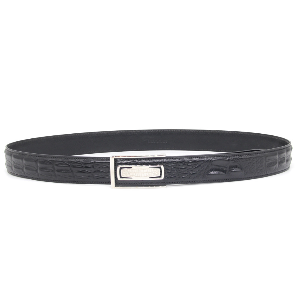 Genuine Leather Mens Automatic Belt Stainless Steel Rachet Buckle