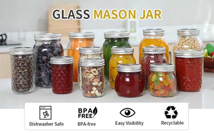 Factory Price Bulk 6oz 8oz 240ml Frasco De Vidrio Juice Glass Jam Jar with Lids