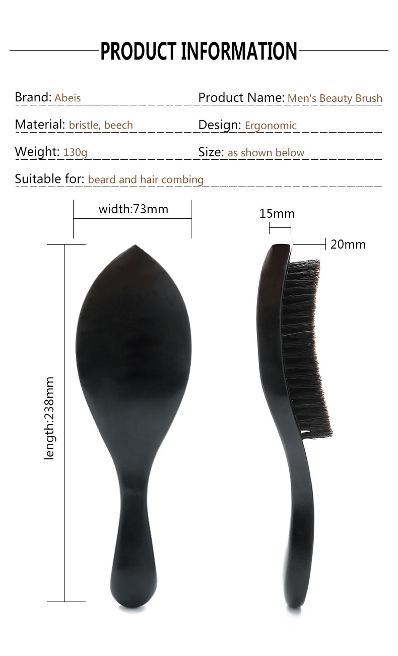 Custom Logo 360 Wave Brush Long Wooden Handle For Men Soft Hard Boar Bristle