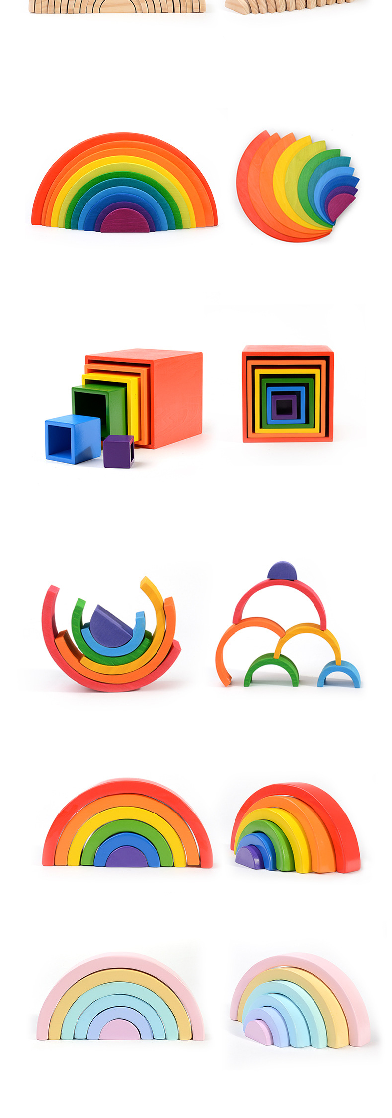 DIY 3D Wooden Toys Rainbow Building Blocks Large Size For Children Kids