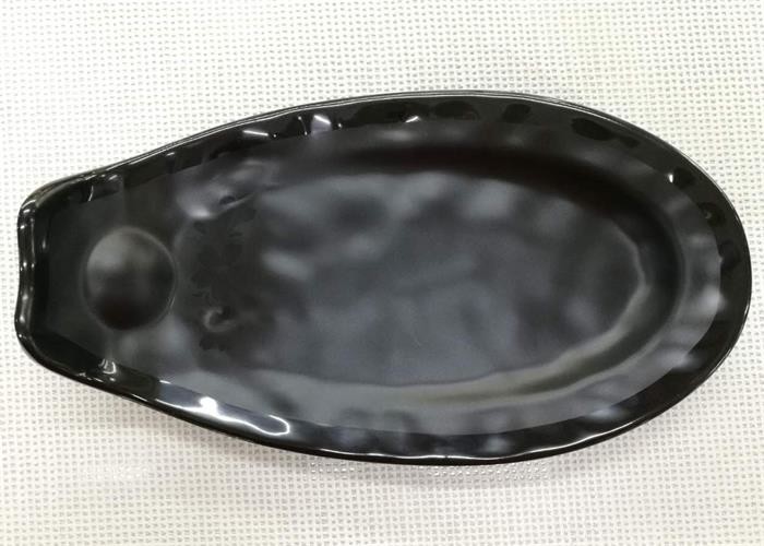 Length 25cm Weight 384g Porcelain Dinnerware Sets Boat-shape Black Melamine Plate