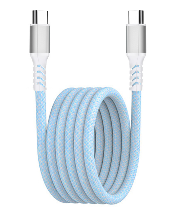 Magnetic Type C To Type C 60W / 100W Nylon Braided Data Cable Iphone Charger Cable