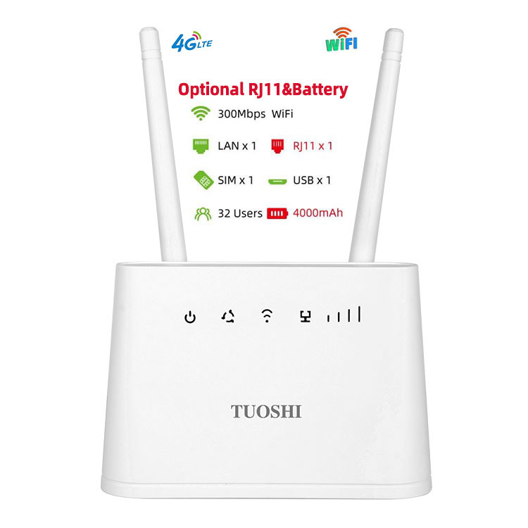 RJ11 Voice Volte Dual Sim Wireless CPE Unlocked LTE Wifi Router 4G With Battery