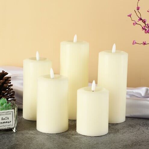 Hot sale good quality real wax LED pillar candle for weddings