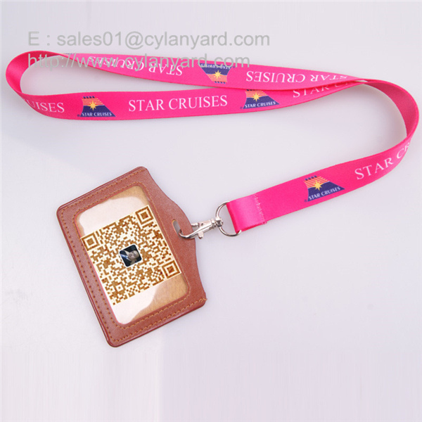 sublimated full color lanyard with leather badge