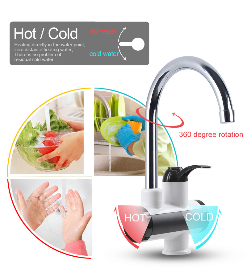 Dual Use 3s Tankless Hot Water Tap 3000W RoHs Electric Shower Heater Faucet