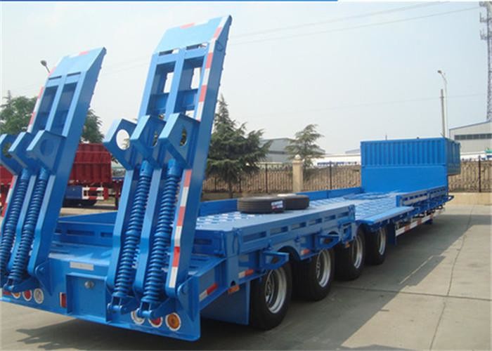 Heavy Duty Gooseneck Flatbed Trailer , 4 Axle Lowboy Semi Trailer 80 - 85 Ton