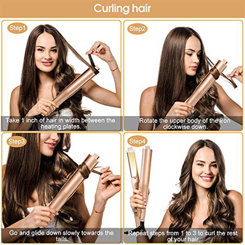45W Hair Straightener And Curler 2 In 1 Ceramic PTC Heater Twisted Plates