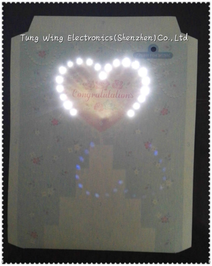 Christmas Tree Shaped Flashing LED Module , Recordable Voice Module For Greeting Cards