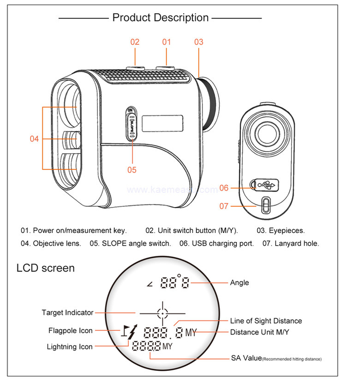 Kaemeasu OEM ODM IP54 Golf Rangefinder With Slope And Magnet F800