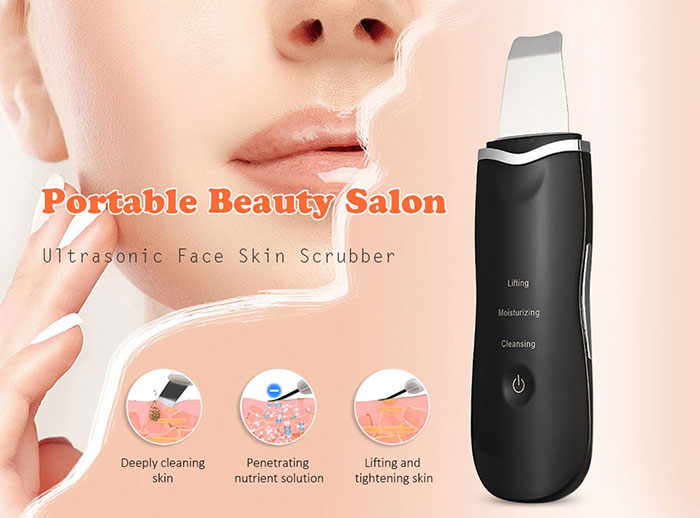Professional Ultrasonic Skin Scrubber Sonic Microdermabrasion Silicone Pore Scrubber