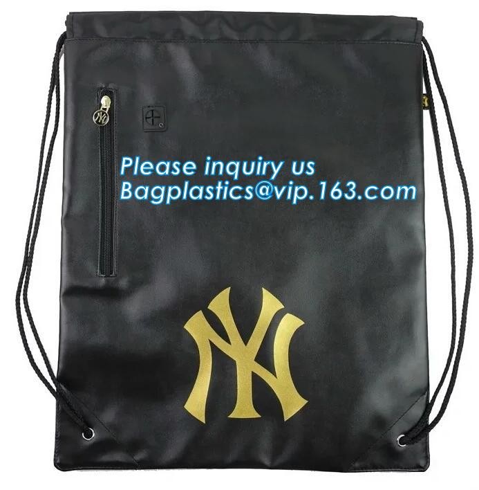 Custom Printed PU Leather Waterproof Drawstring Bag, Cheap Black PU Leather Drawstring Pouch Bag Jewelry Pouch PU drawst