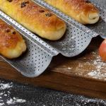 Carbon Steel 4 Wave Gutter Non Stick French Bread Perforated Tray Baking