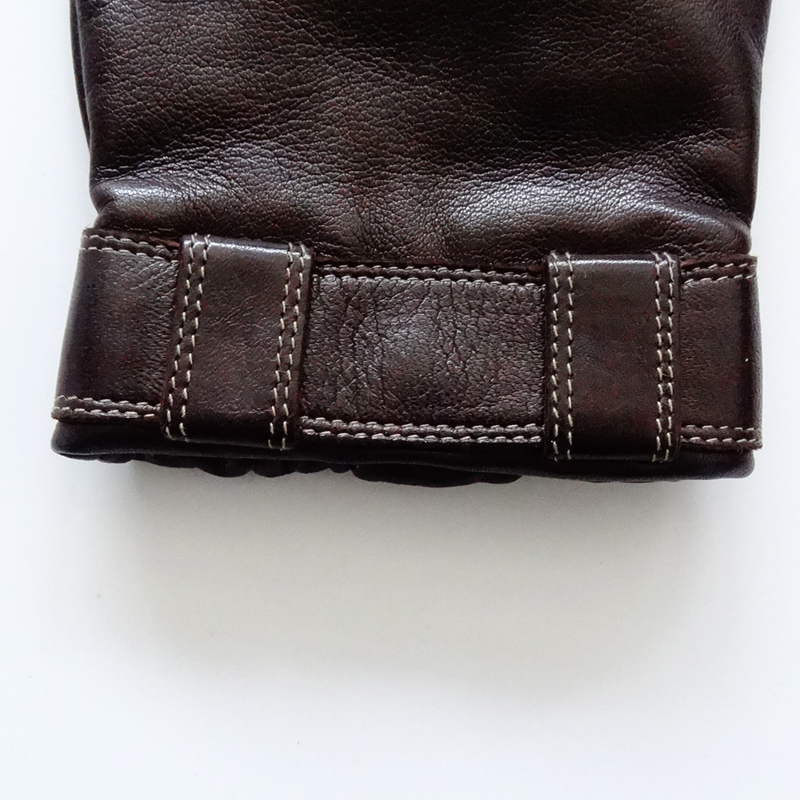 Customized Elastic Cuff Mens Wool Lined Leather Gloves Sheepskin Men Leather Gloves