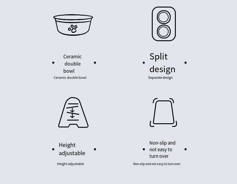 Bamboo Ceramic Bowl Cat Food Rack With Adjustable Height Double Pet Bowl Pet Supplies