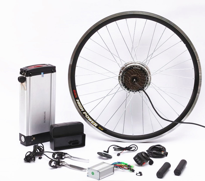 26 Inch Electric Bike Conversion Kit Gearless Hub Motor Front Wheel With Battery