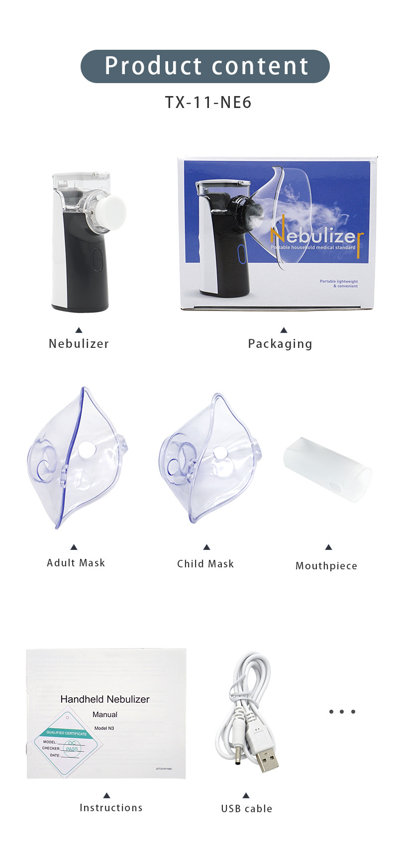 Ultrasonic Inhalator Portable Mesh Nebulizer Handheld 146*115*63mm