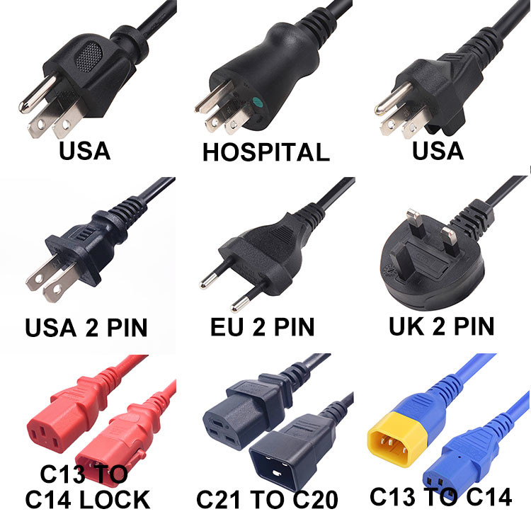 Safety UL Listed Power Cord , Locable Electric Lock C13 C14 Power Extension Cord