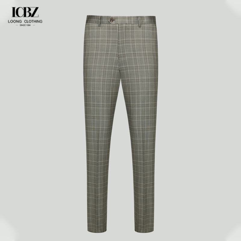 Simple Slim Fit Trousers for Men 100% Wool Knitted Zipper Fly Business Office Pants