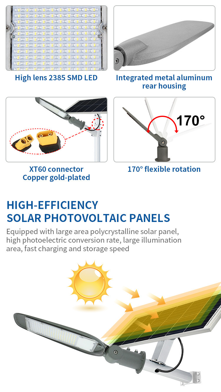 All In Two LED Solar Power Street Lights With Battery 300w 500w 1000w Smart Outdoor System
