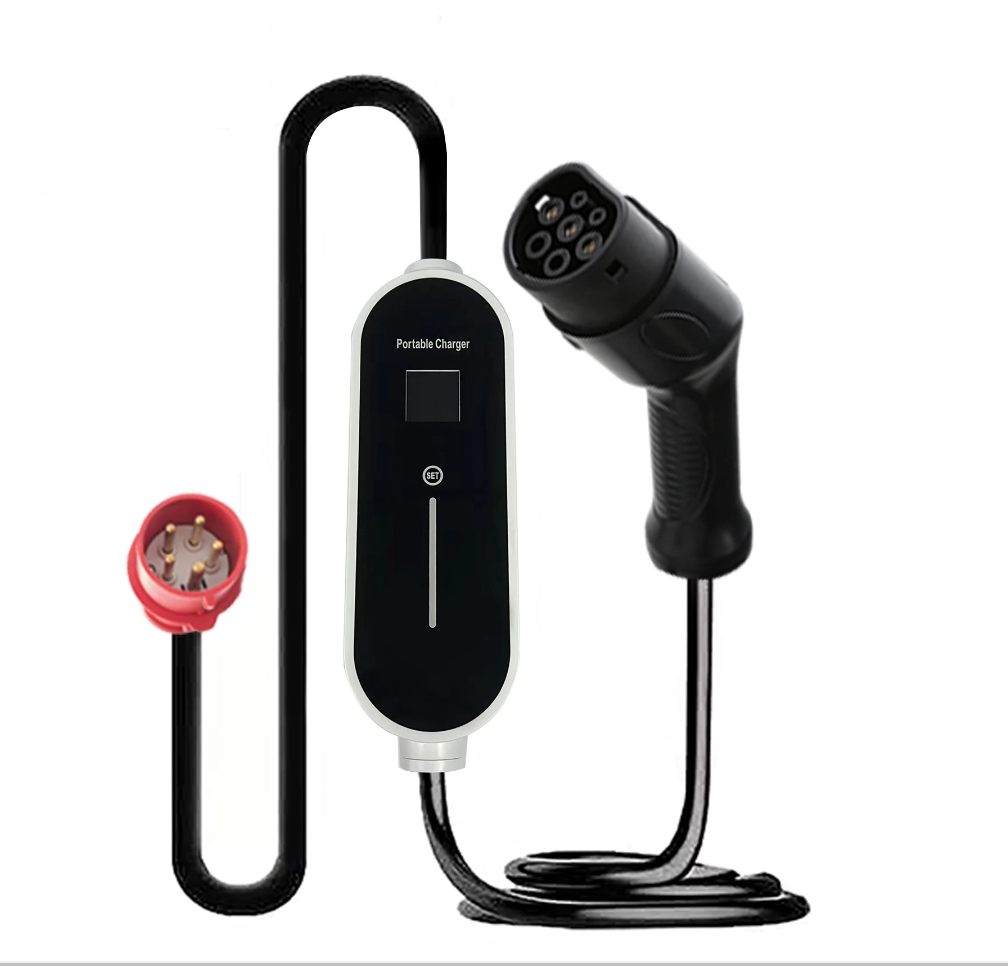 Portable GB/T Mobile Electric Car Chargers 16A 11kw Type 2 Charger With LCD Display
