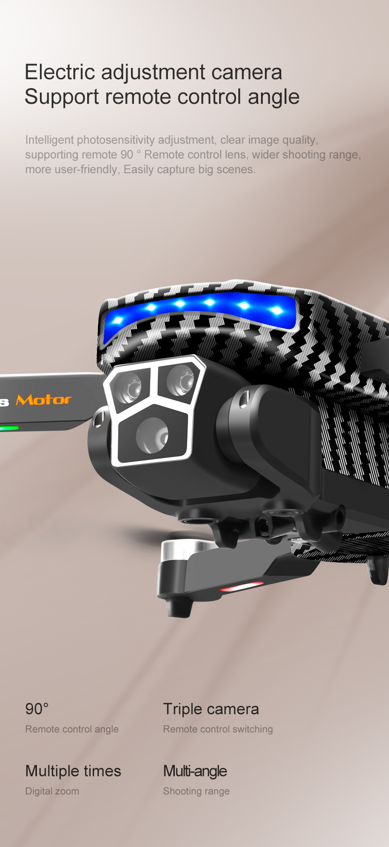 12mins Flight Time Hand Control Carbon Fiber Black Drone with Optical Flow Altitude Hold and 4k 360 Degree Rolling Stunt
