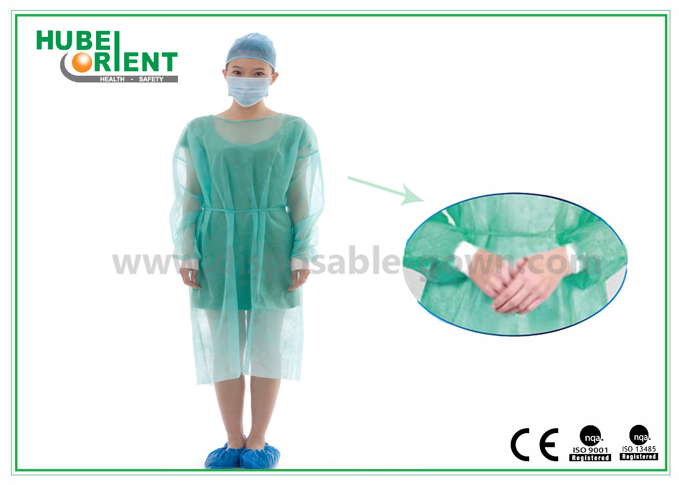 Non-Toxic Yellow Or Other Color PP+PE Disposable Isolation Gowns With Elastic Wrist For Hospital/Factory