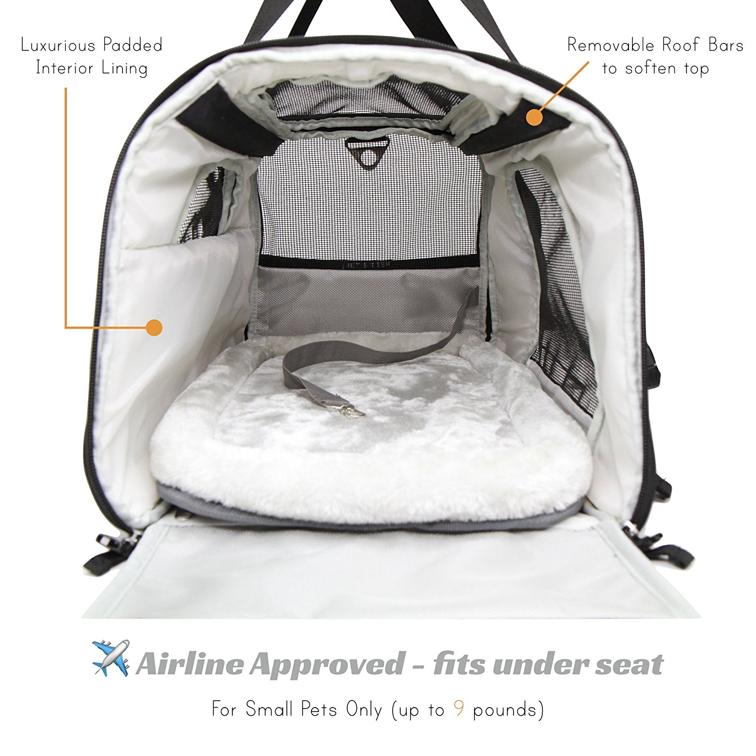Luxurious Padded Interior Lined Pet Carrier Bag With Removable Roof Bars