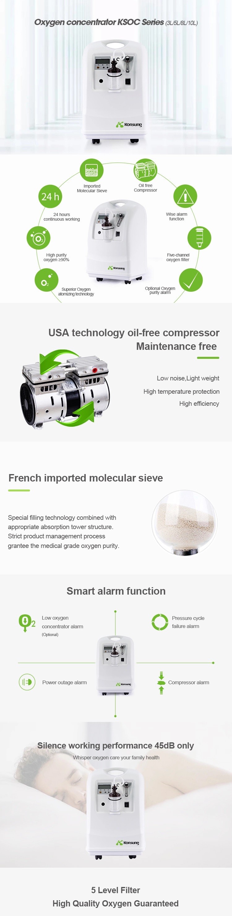 Plastic Medical 750VA 10L/min Portable Oxygen Concentrator